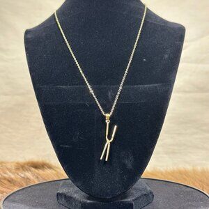 Gold Curling Iron Pendant Necklace